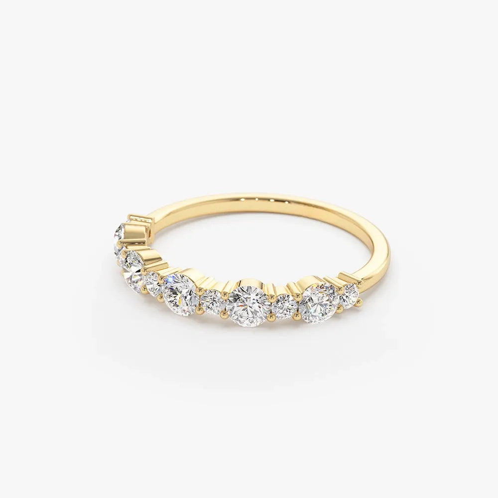 14k Gold 0.69 ctw Mixed Size Round Diamond Anniversary Ring