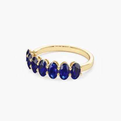 14k Gold Sapphire Oval Cut Basket Setting Ring 3.15 ctw