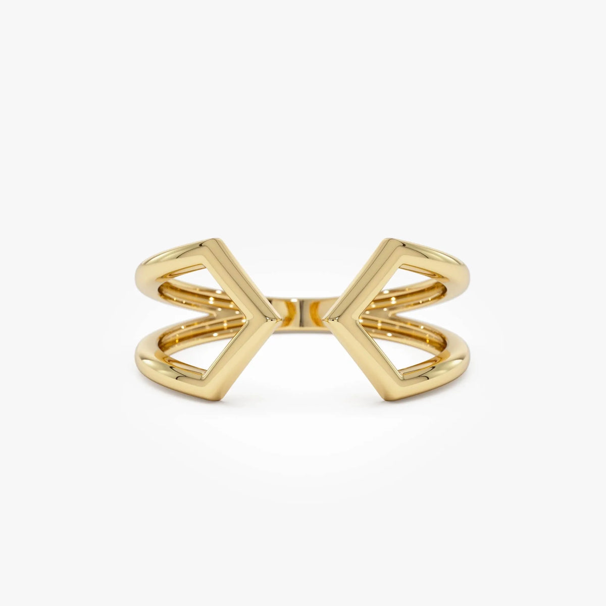 14k Gold Modern Geometric Open Ring 8.75mm Wide Graduated Band
