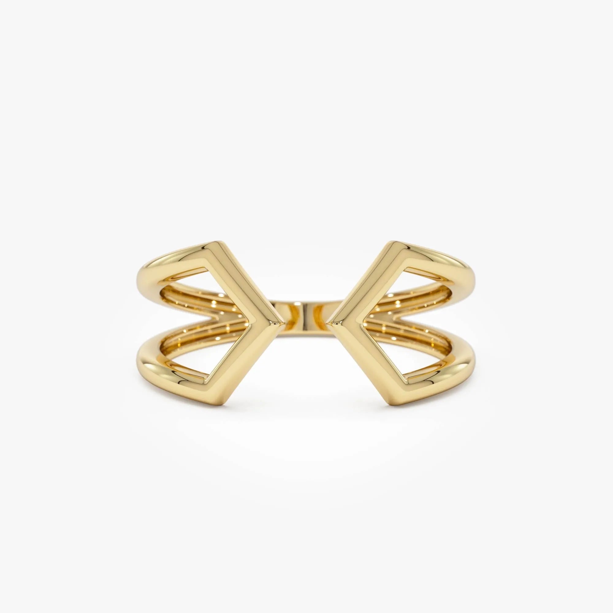 14k Gold Modern Geometric Open Ring 8.75mm Wide Graduated Band