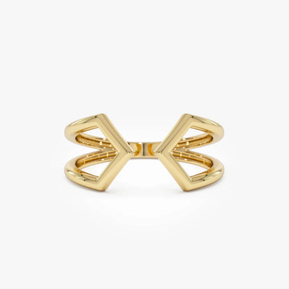 14k Gold Modern Geometric Open Ring 8.75mm Wide Graduated Band