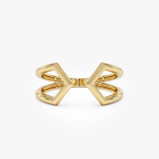 14k Gold Modern Geometric Open Ring 8.75mm Wide Graduated Band