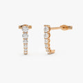 14k Gold Diamond Round Cut Graduated Stud Earrings Prong Setting 0.49 ctw