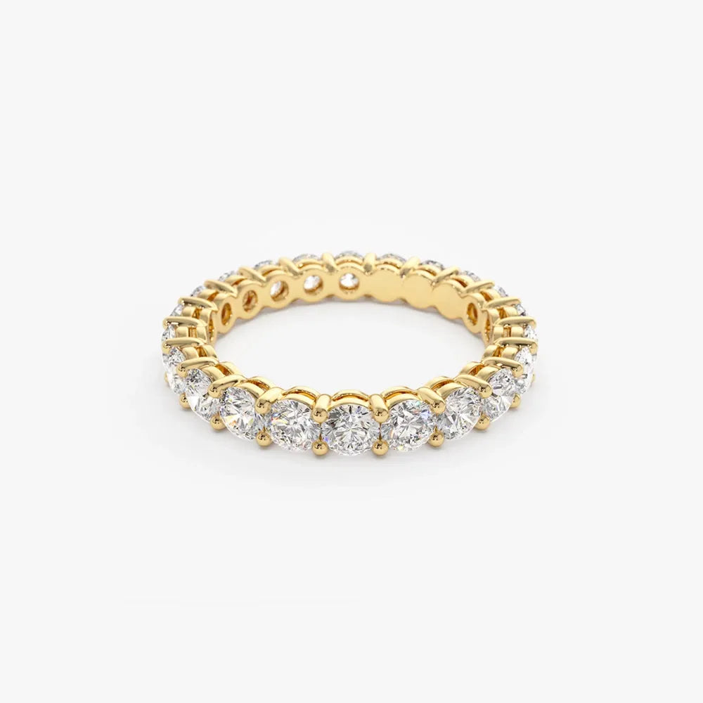 14k Gold Round Diamond Full Eternity Ring Basket Setting 2.25ctw
