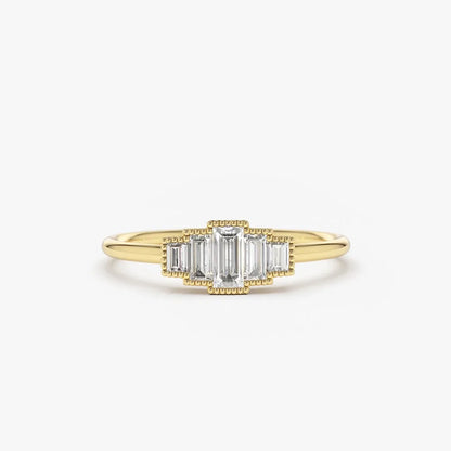 14K Gold Step Cut Baguette Diamond Channel Set Ring 0.38 Ctw