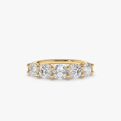 14k Gold Round Diamond 1ctw Five Stone Shared Prong Wire Basket Ring