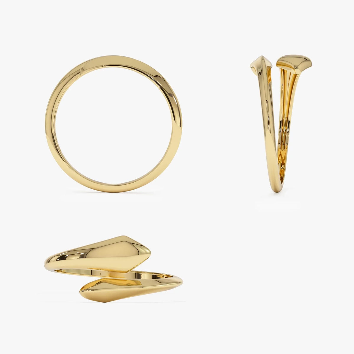 14k Gold Tapered Bypass Ring Wide Statement Band