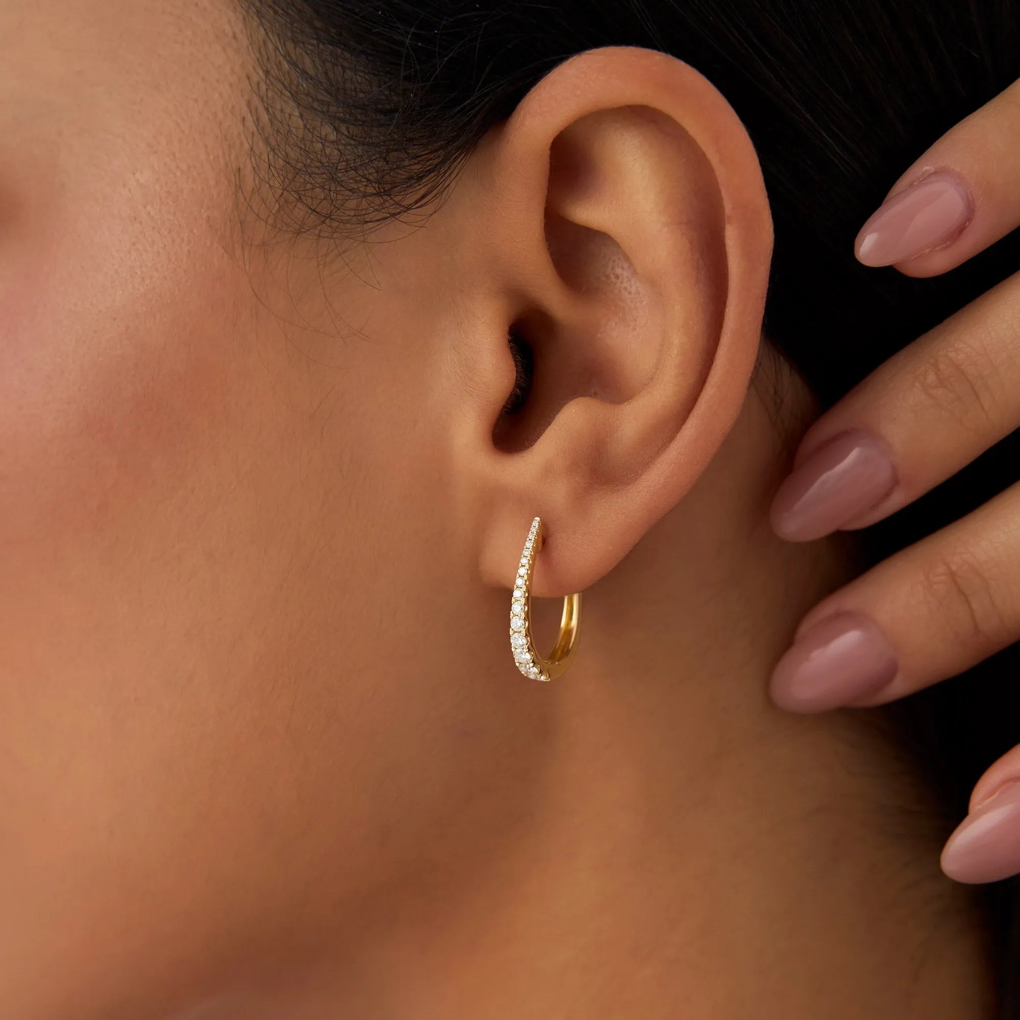 14k Gold Diamond Round Cut Graduated Statement Hoop Earrings 0.50 ctw