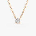 14K Solid Gold Round Diamond Solitaire Necklace 4 Prong Setting 0.50ctw