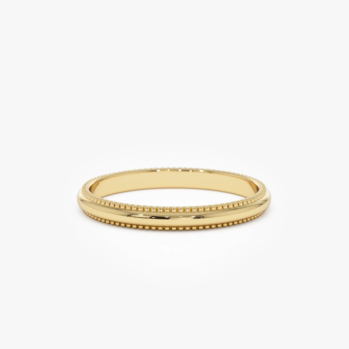 14k Solid Gold Milgrain Edge Wedding Band Stackable Ring 2.2mm Width