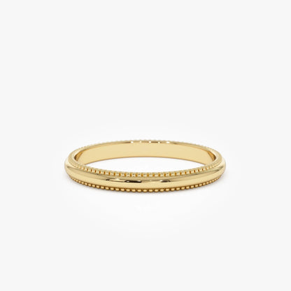 14k Solid Gold Milgrain Edge Wedding Band Stackable Ring 2.2mm Width