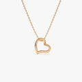 14k Solid Gold Open Heart Charm Pendant Necklace