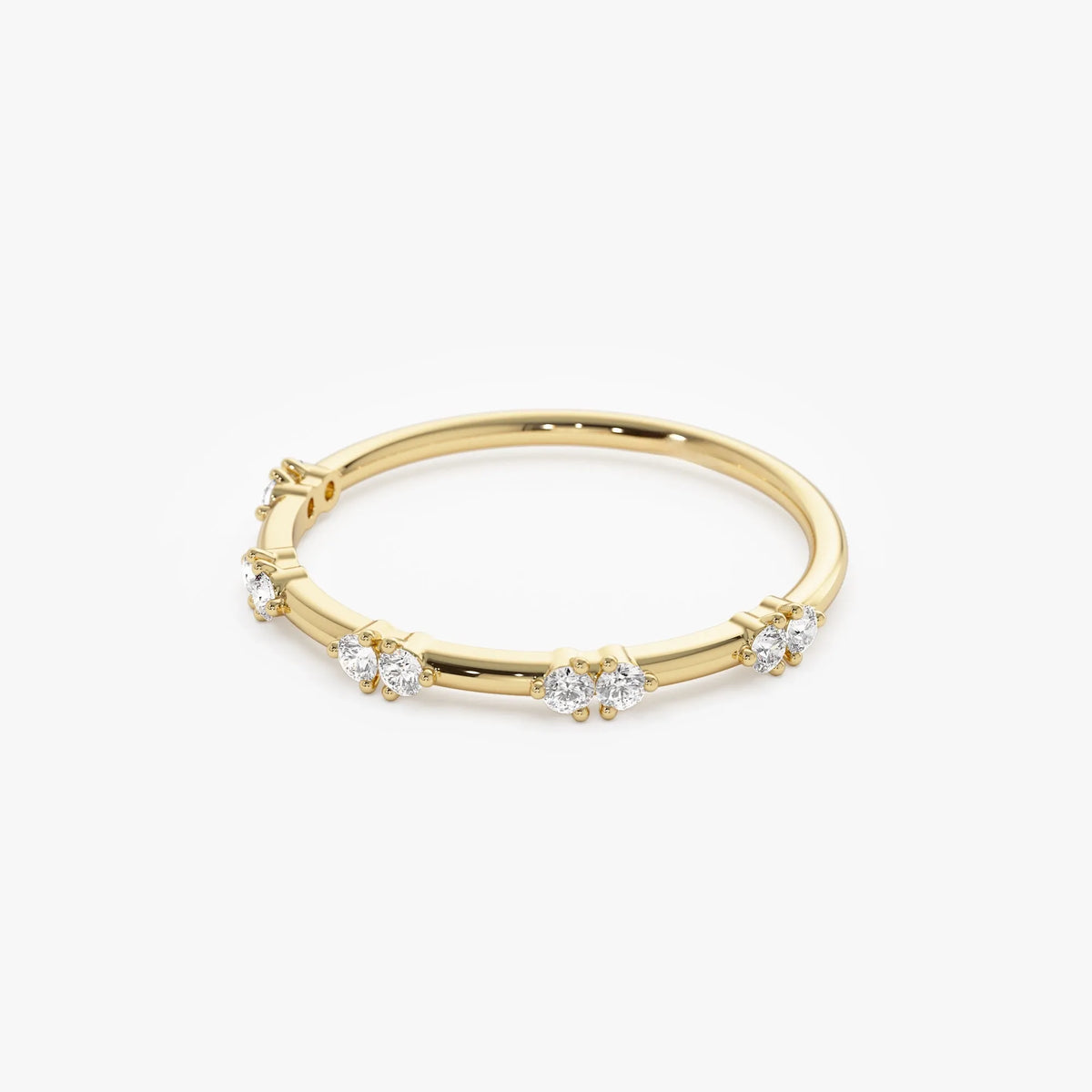 14k Solid Gold Round Diamond Stacking Wedding Band 0.16ctw Prong Setting
