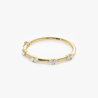 14k Solid Gold Round Diamond Stacking Wedding Band 0.16ctw Prong Setting