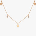 14K Solid Gold Round Diamond Bezel Set Dangling Disc Necklace 0.08ctw