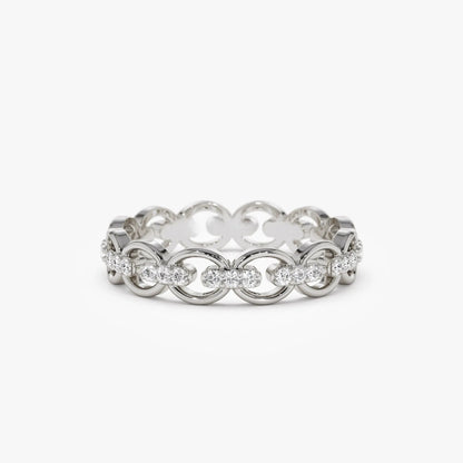 14k Gold Round Diamond 0.35 ctw Full Eternity Link Ring