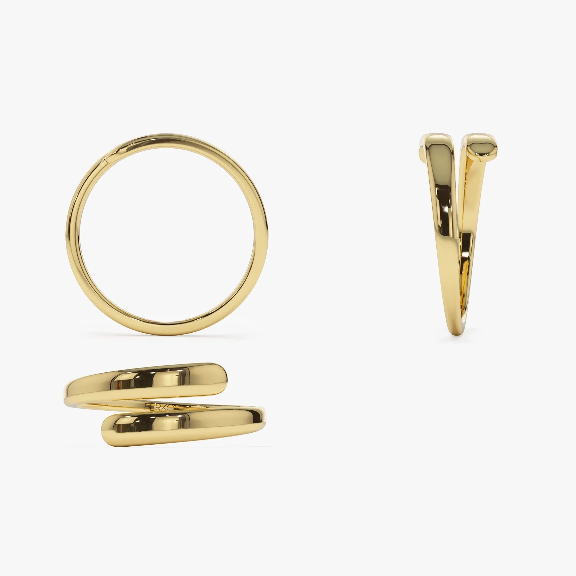 14k Solid Gold Plain Crossover Statement Ring