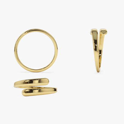 14k Solid Gold Plain Crossover Statement Ring
