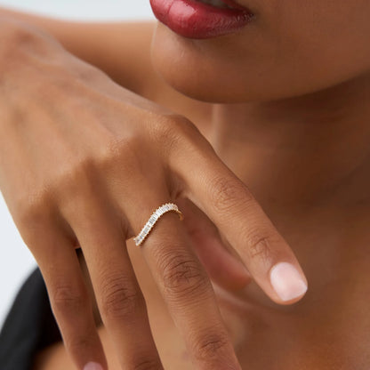 14k Gold Diamond Baguette Ring Wave Design 0.60 ctw