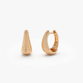 14k Gold Ribbed Teardrop Graduated Hoop Earrings 13mm 6.5mm Width