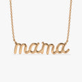 14k Solid Gold Script Mama Pendant Necklace