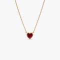 14k Solid Gold Garnet Heart Shaped Layering Necklace 0.55 Carat