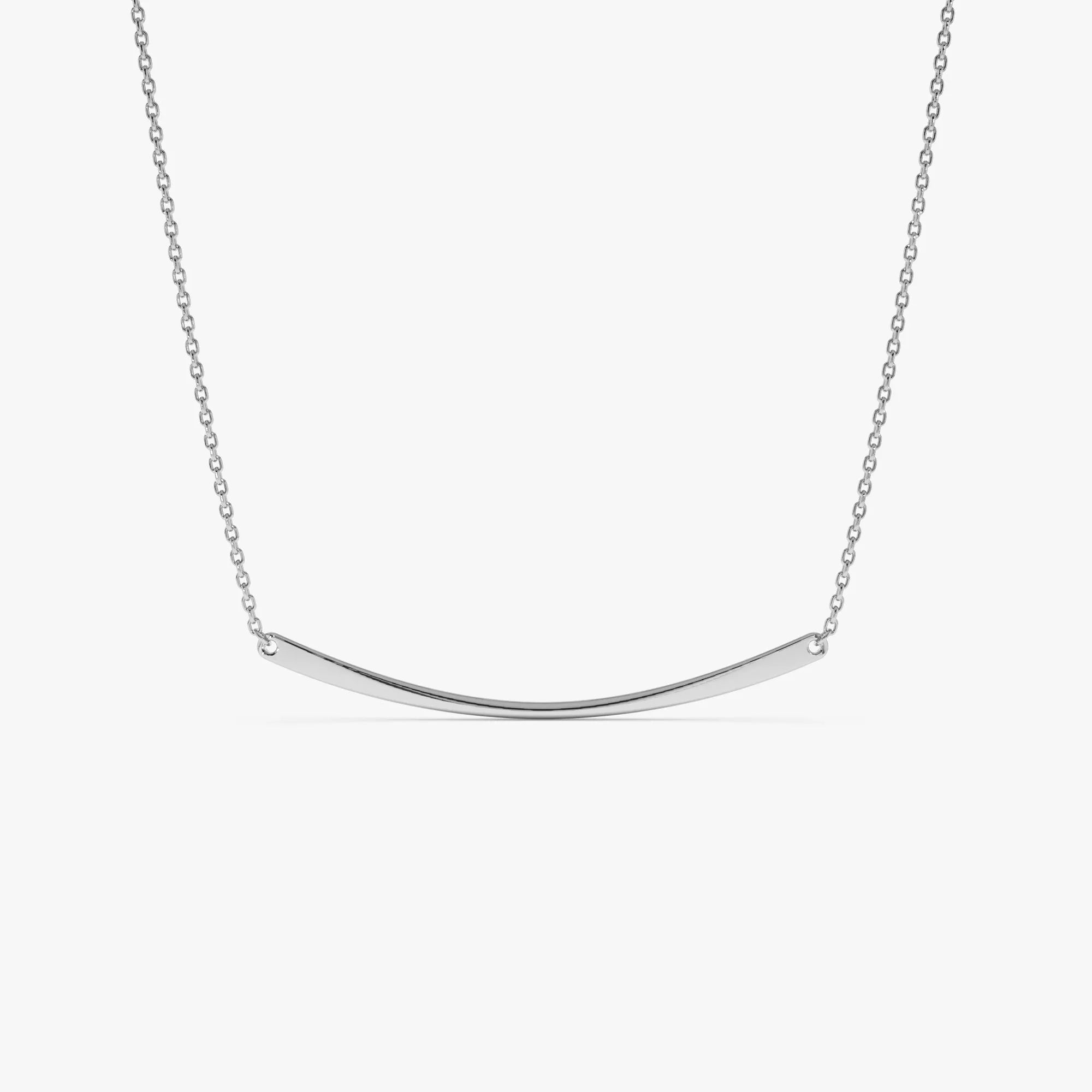 14k Solid Gold Minimalist Curved Bar Pendant Necklace