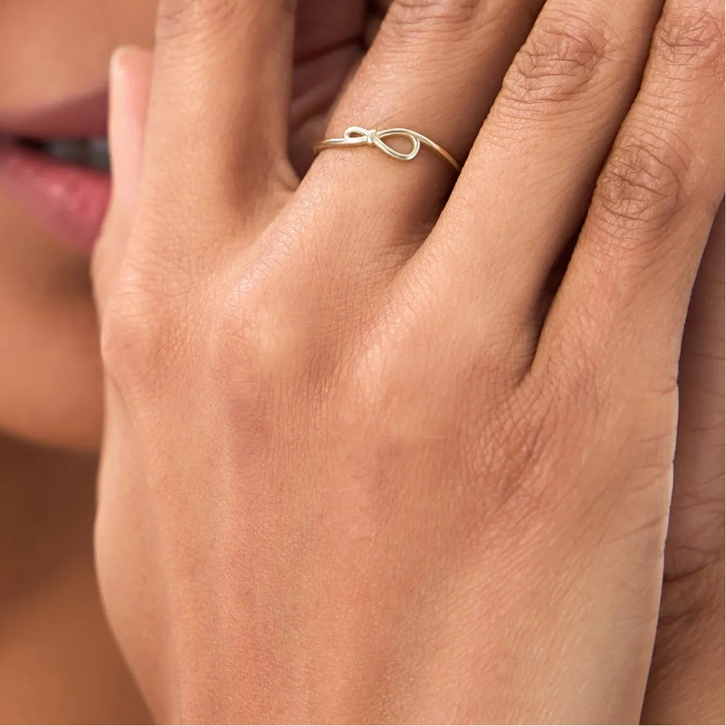 14k Gold Infinity Knot Ring 4.1mm Wide Minimalist Band