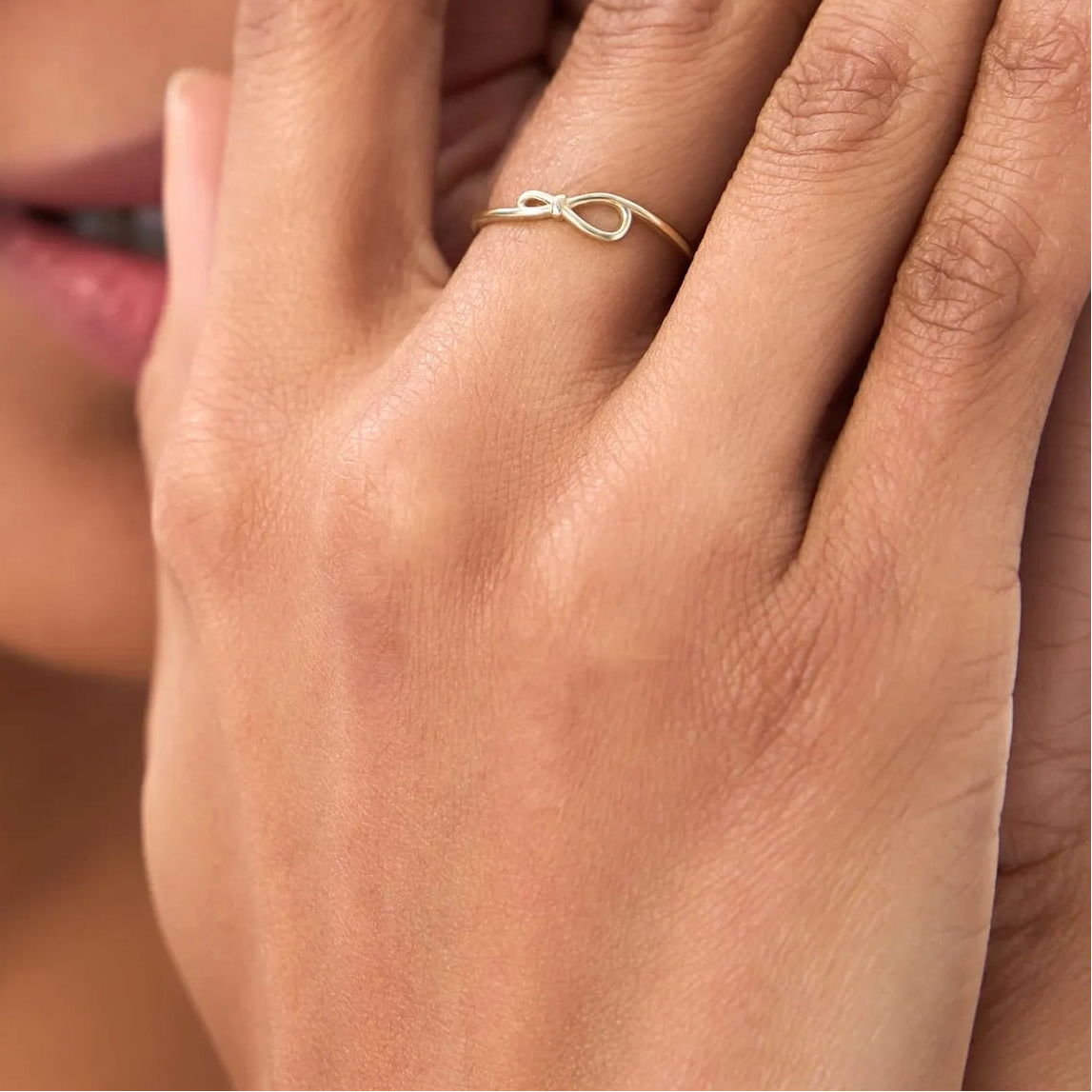 14k Gold Infinity Knot Ring 4.1mm Wide Minimalist Band
