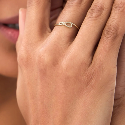 14k Gold Infinity Knot Ring 4.1mm Wide Minimalist Band