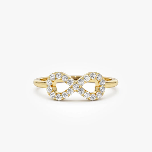 14k Gold 0.20 ctw Round Diamond Infinity Symbol Ring