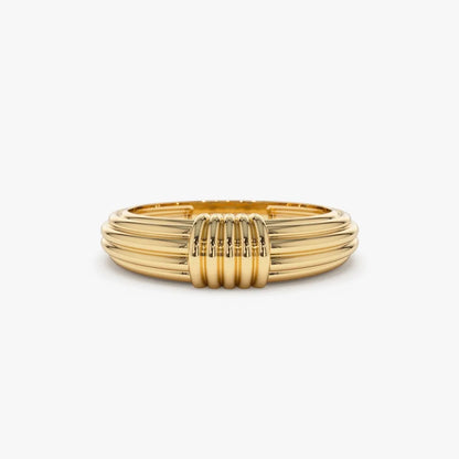 14k Ribbed Dome Graduating Gold Ring