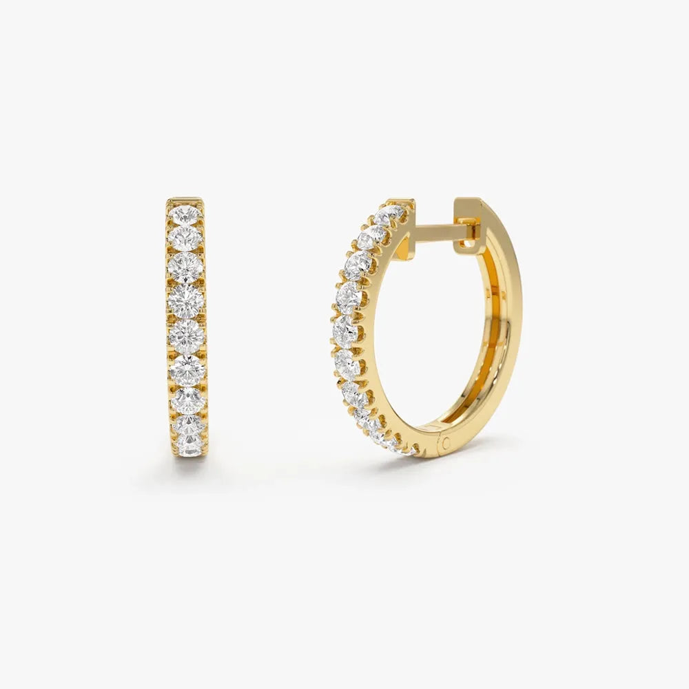 14k Gold Diamond Round Cut Huggie Earrings 0.35 ctw