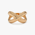 14k Gold Chunky Criss Cross Statement Ring 12.5mm Wide Band