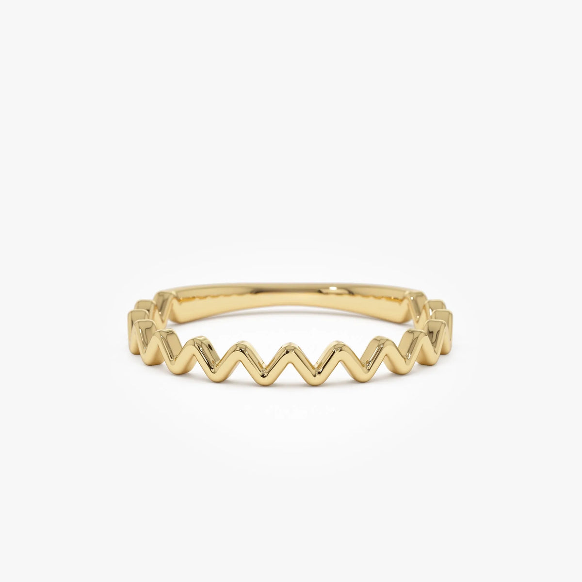 14k Solid Gold High and Low Zig Zag Stackable Band Ring