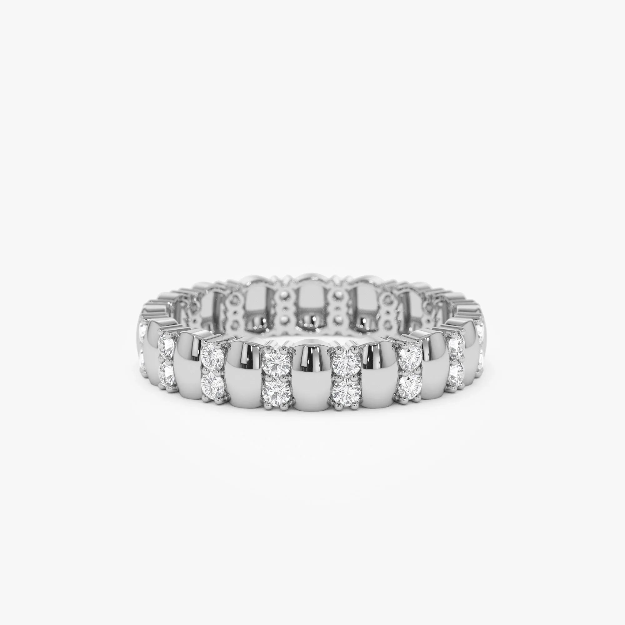 14k Solid Gold Round Diamond Double Row Eternity Ring 0.34 Carat