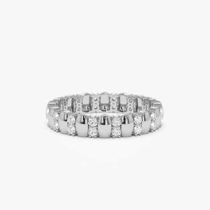 14k Solid Gold Round Diamond Double Row Eternity Ring 0.34 Carat