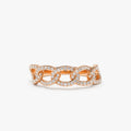 14k Gold Round Diamond Curb Link Pave Ring 0.28 Carat