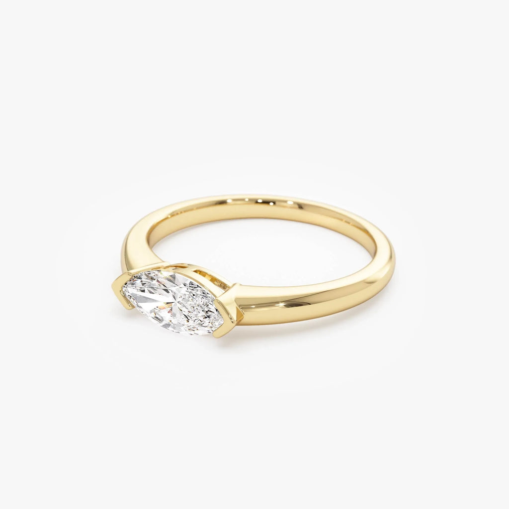 14k Gold 0.75 Carat Marquise Lab Grown Diamond East-West Engagement Ring