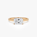 1 CTW Radiant Cut Lab Grown Diamond East-West Engagement Ring in 14K Gold