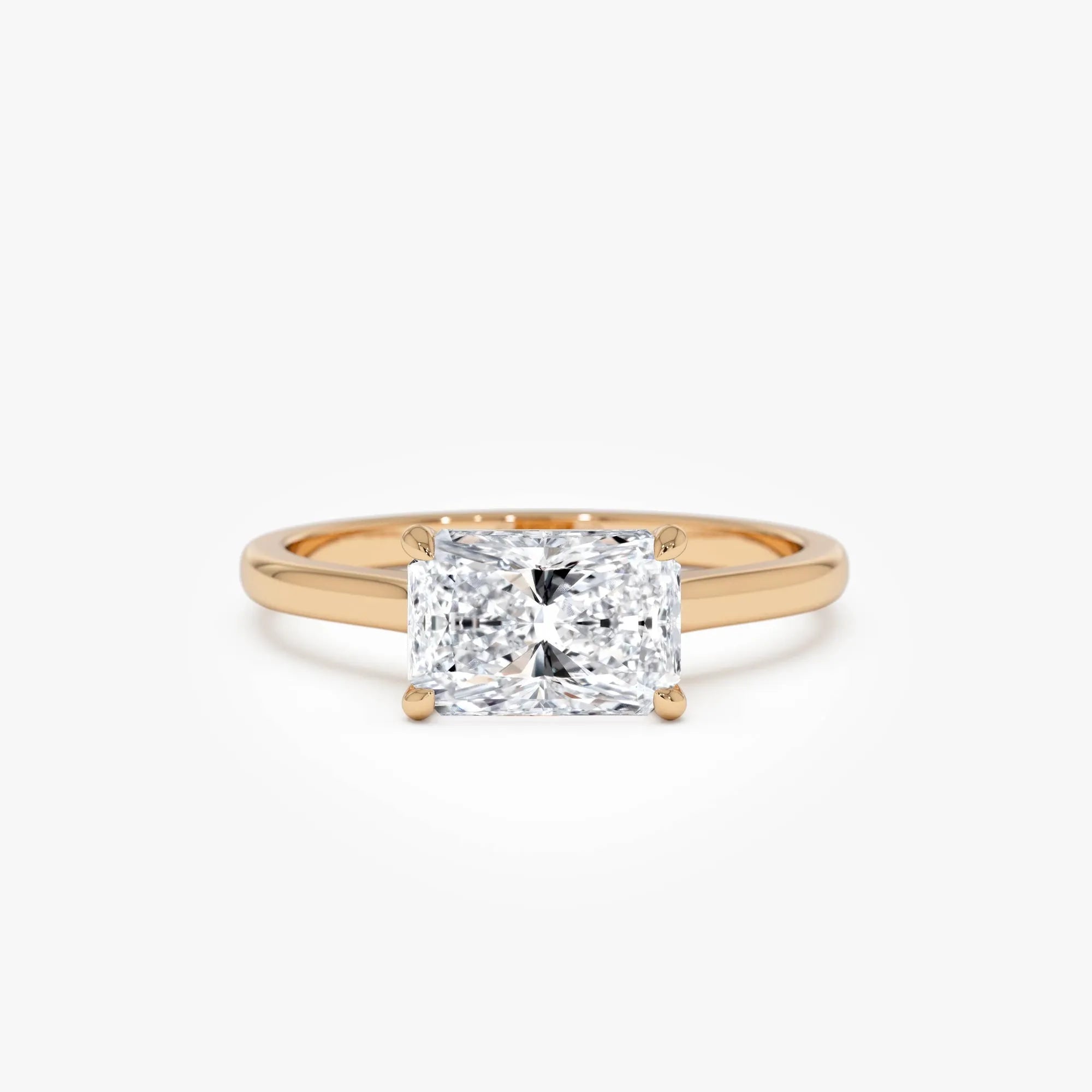 1 CTW Radiant Cut Lab Grown Diamond East-West Engagement Ring in 14K Gold