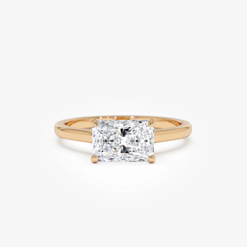 1 CTW Radiant Cut Lab Grown Diamond East-West Engagement Ring in 14K Gold