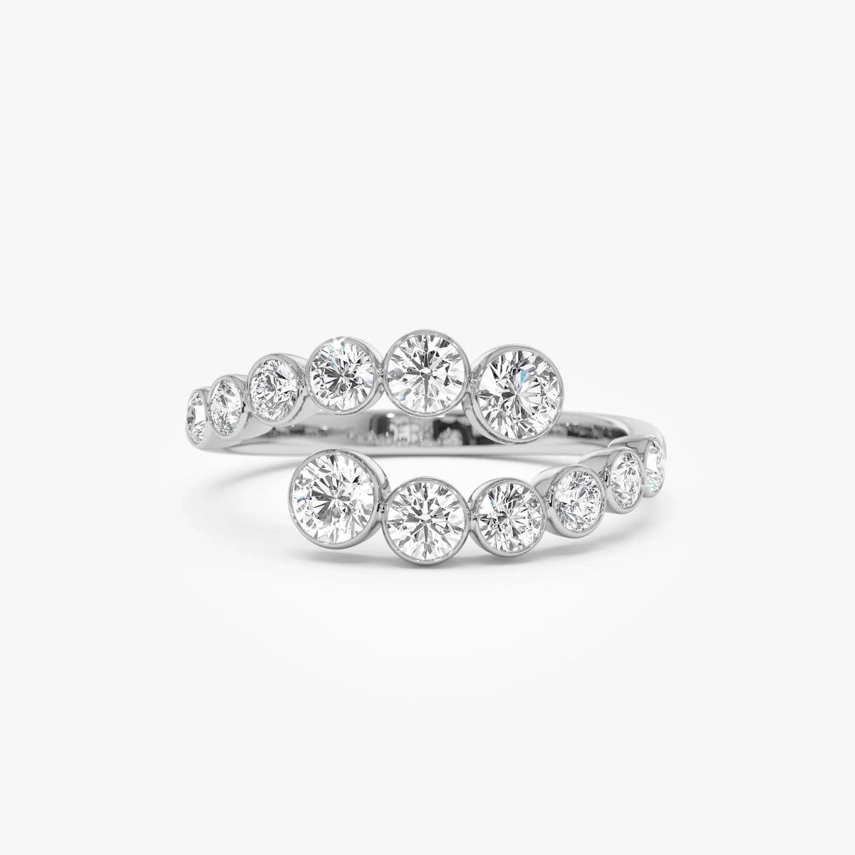 14k Gold Round Diamond 0.35 ctw Bypass Curve Bezel Setting Ring
