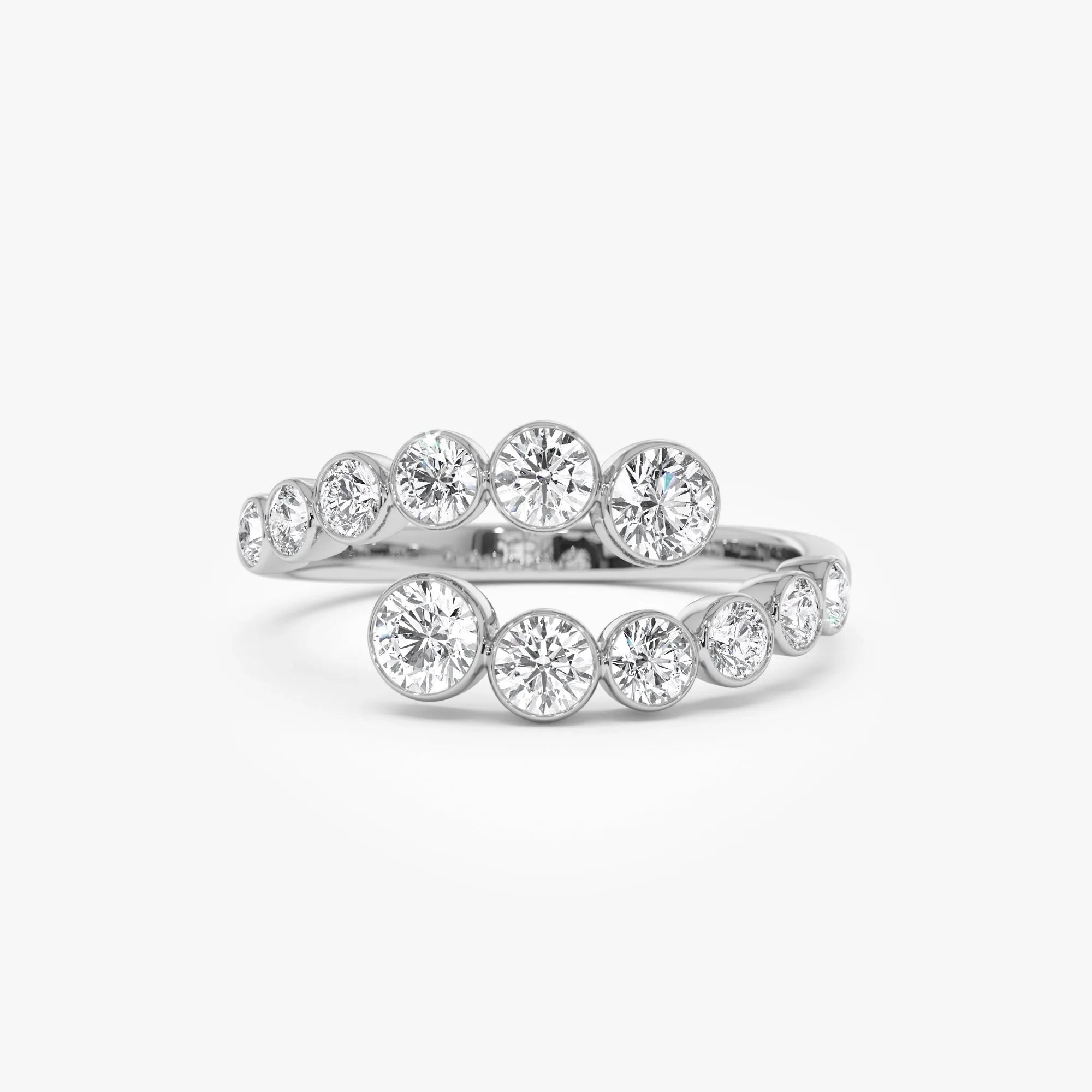 14k Gold Round Diamond 0.35 ctw Bypass Curve Bezel Setting Ring