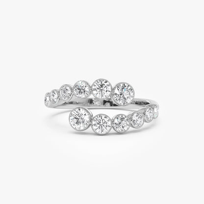 14k Gold Round Diamond 0.35 ctw Bypass Curve Bezel Setting Ring