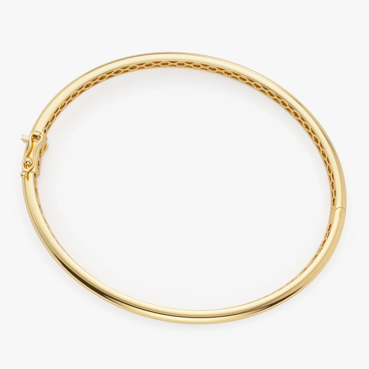 14K Solid Gold Wide Classic Dome Bangle Bracelet