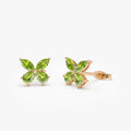 14K Solid Gold Marquise and Pear Cut Peridot Butterfly Stud Earrings 1.40ctw