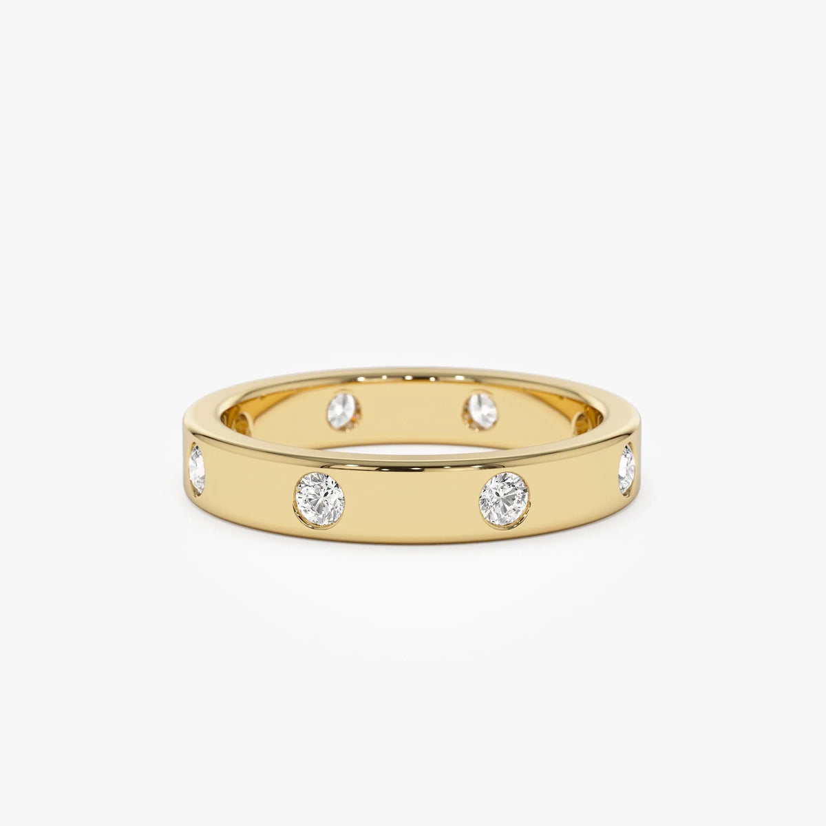 14k Solid Gold Round Diamond 0.42 ctw Full Eternity Flush Setting Band