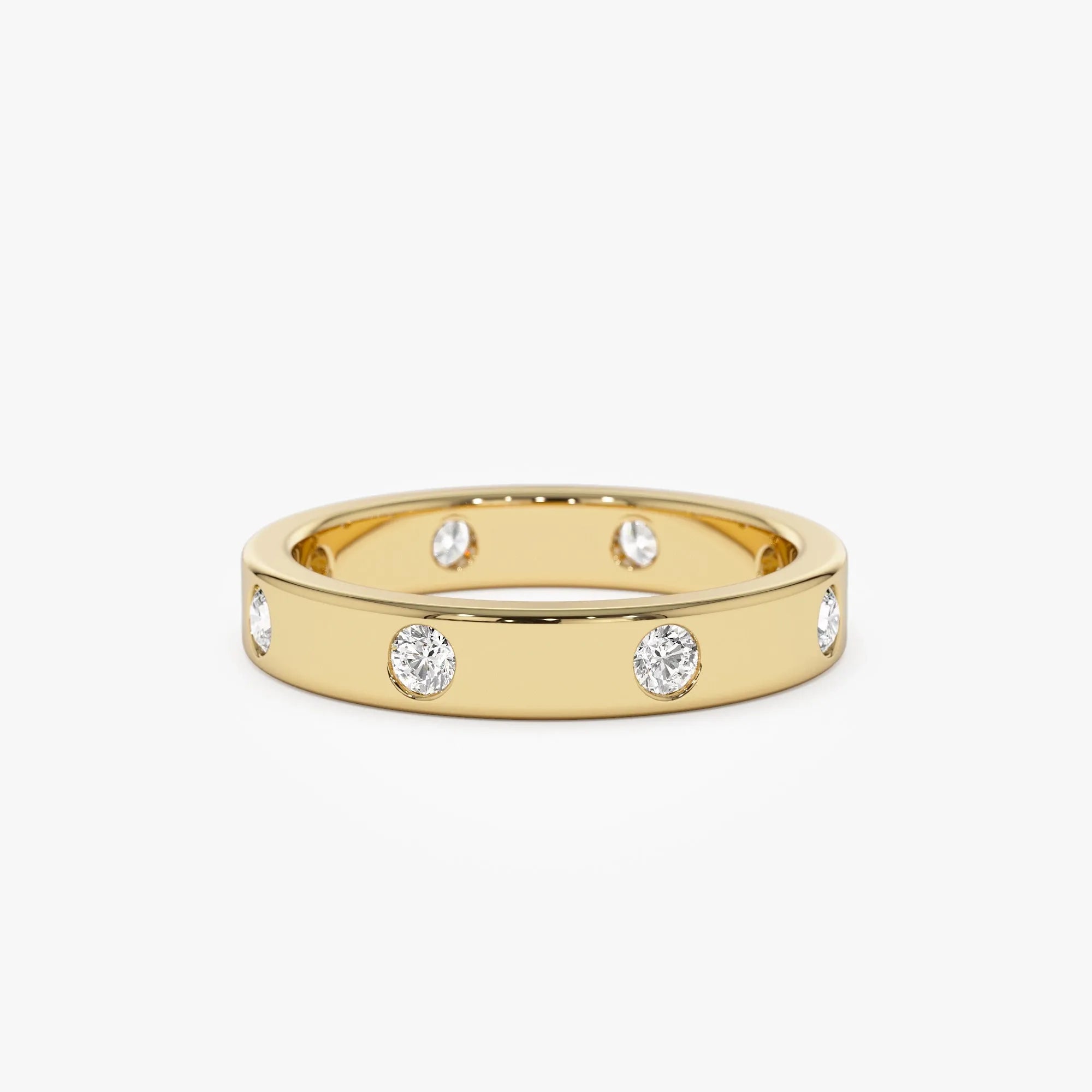 14k Solid Gold Round Diamond 0.42 ctw Full Eternity Flush Setting Band