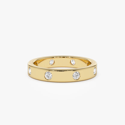 14k Solid Gold Round Diamond 0.42 ctw Full Eternity Flush Setting Band